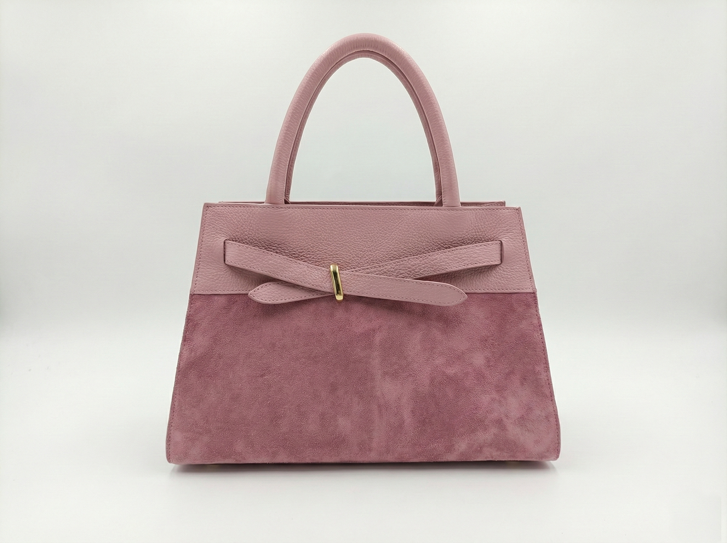 Structured Handbag in Genuine Suede Leather - Made in Italy - Art. 26007