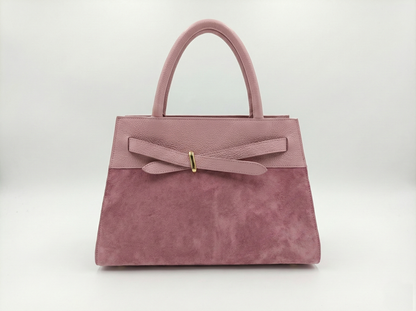 Structured Handbag in Genuine Suede Leather - Made in Italy - Art. 26007
