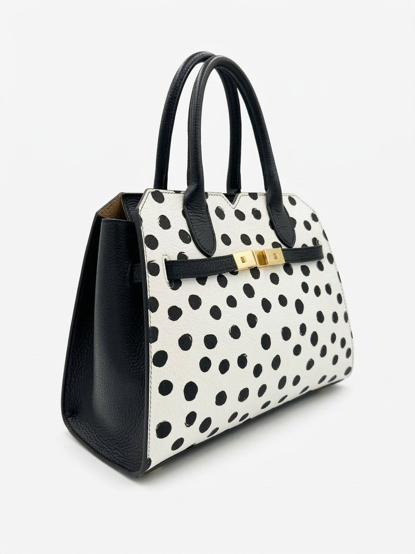 Structured Handbag in Genuine Dollaro Leather - Made in Italy - Art. DOT3