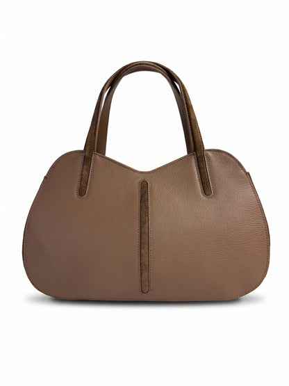 Structured Handbag in Genuine Dollaro and Suede Leather - Made in Italy - Art. 26126