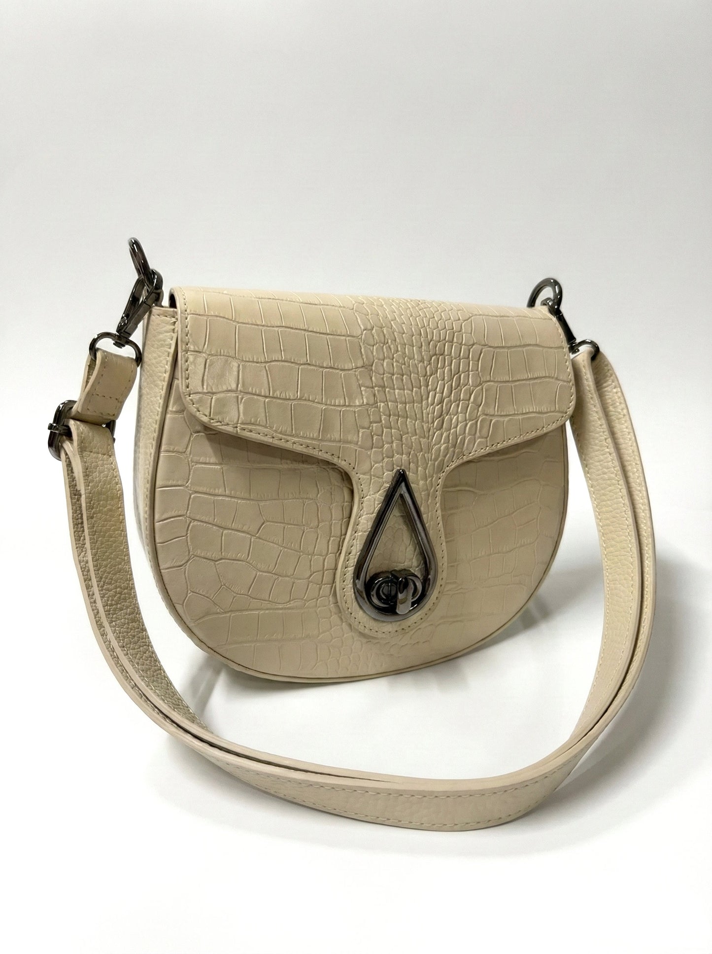 Structured Crossbody Bag in Genuine Croco Leather - Made in Italy - Art 26034