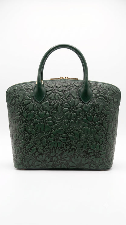 Structured Handbag in Genuine Printed Suede Leather - Made in Italy - Art. 26106