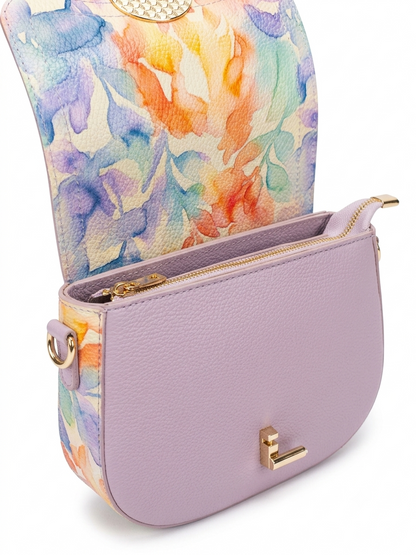 Structured Crossbody Bag in Genuine Dollaro and Savage Leather - Made in Italy - Art. 26122