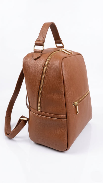 Structured Backpack in Genuine Dollaro Leather - made in Italy - Art. 26128