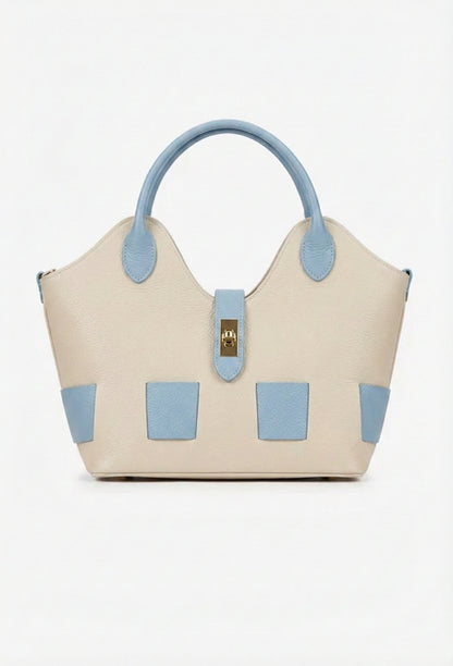 Structured Handbag in Genuine Dollar Leather - Made in Italy - Art. 25386