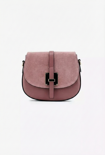 Structured Crossbody Bag in Genuine Suede and Dollar Leather - Made in Italy - 25373