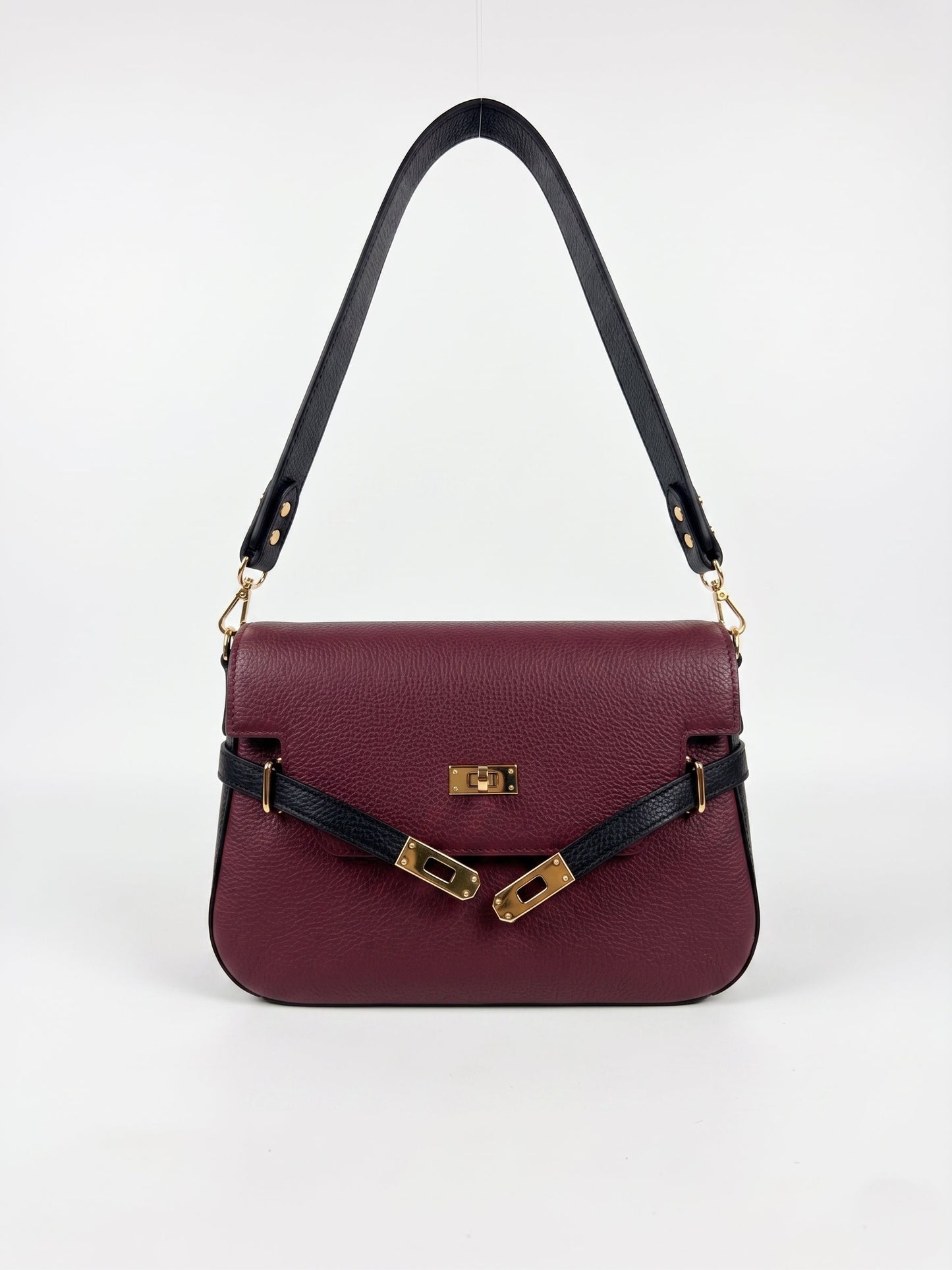 Structured Shoulder Bag in Genuine Dollaro Leather - Made in Italy - Art. 26102