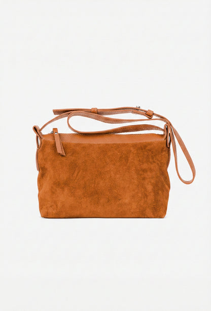 Soft Crossbody Bag in Genuine Suede Leather - Made in Italy - Art. 25400