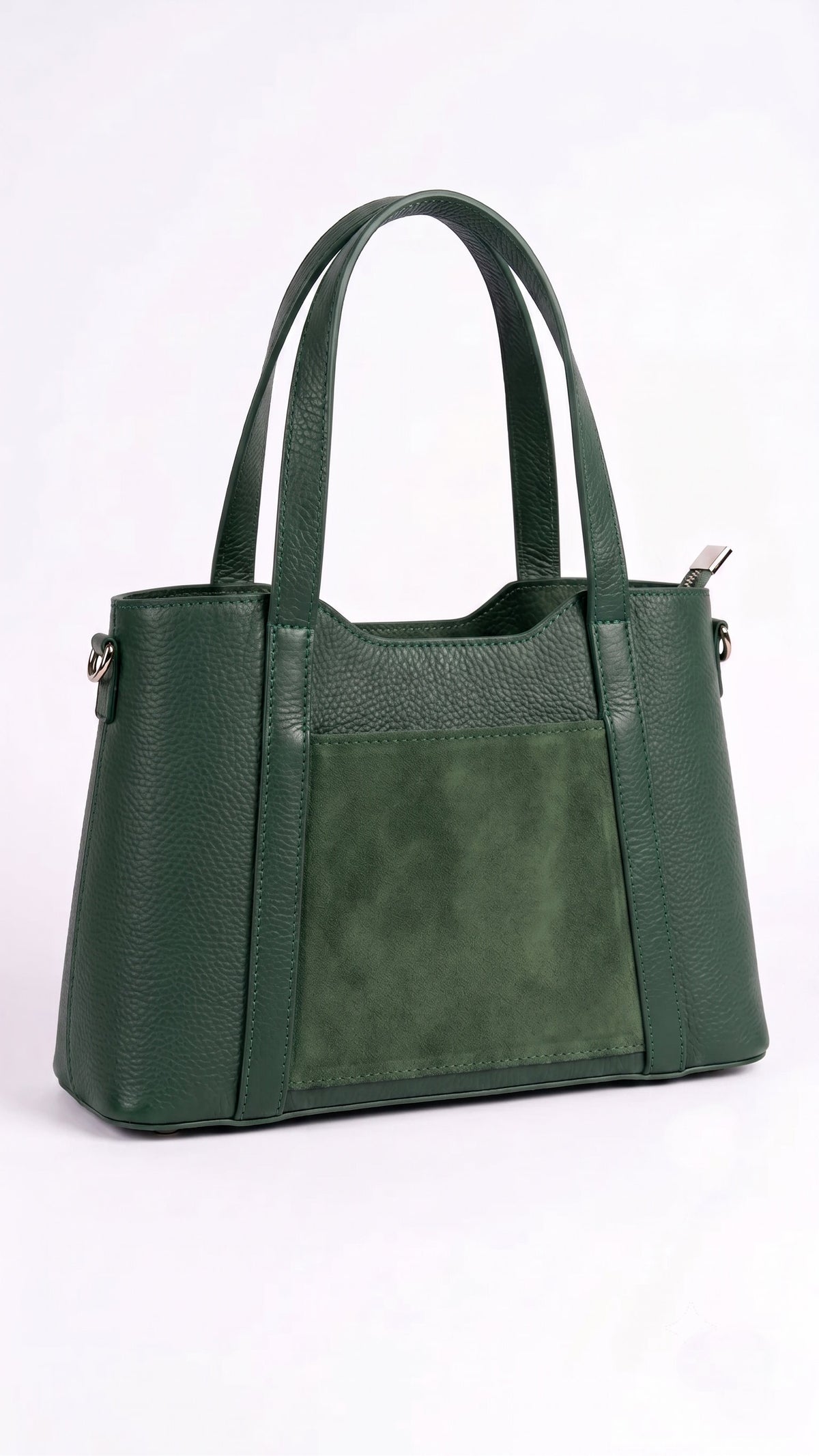 Structured Handbag in Genuine Dollaro and Suede Leather - Made in Italy - Art. 26092