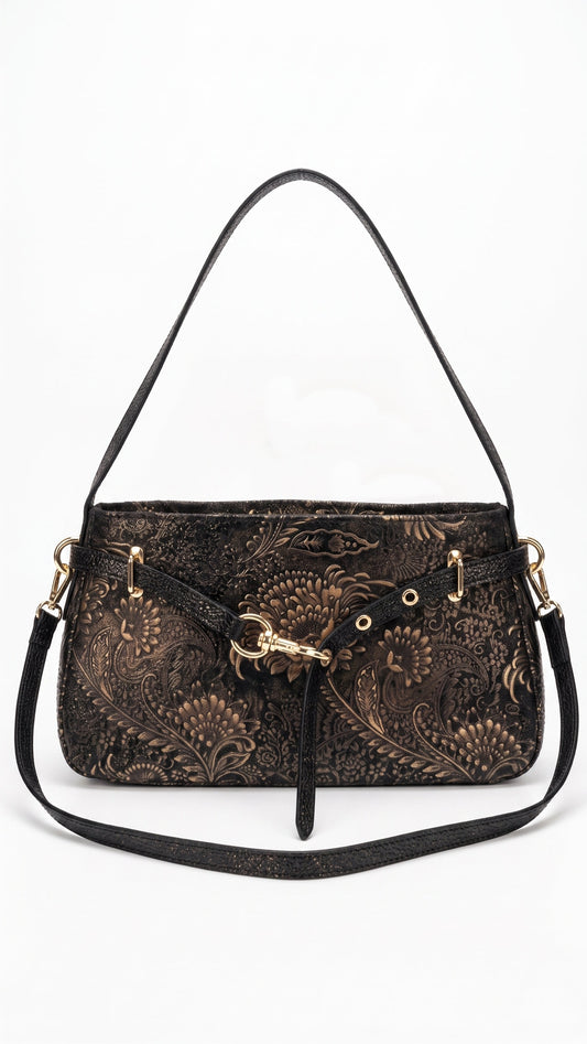 Soft Handbag and Crossbody Bag in Genuine Printed Suede Leather - Made in Italy - Art. 26107