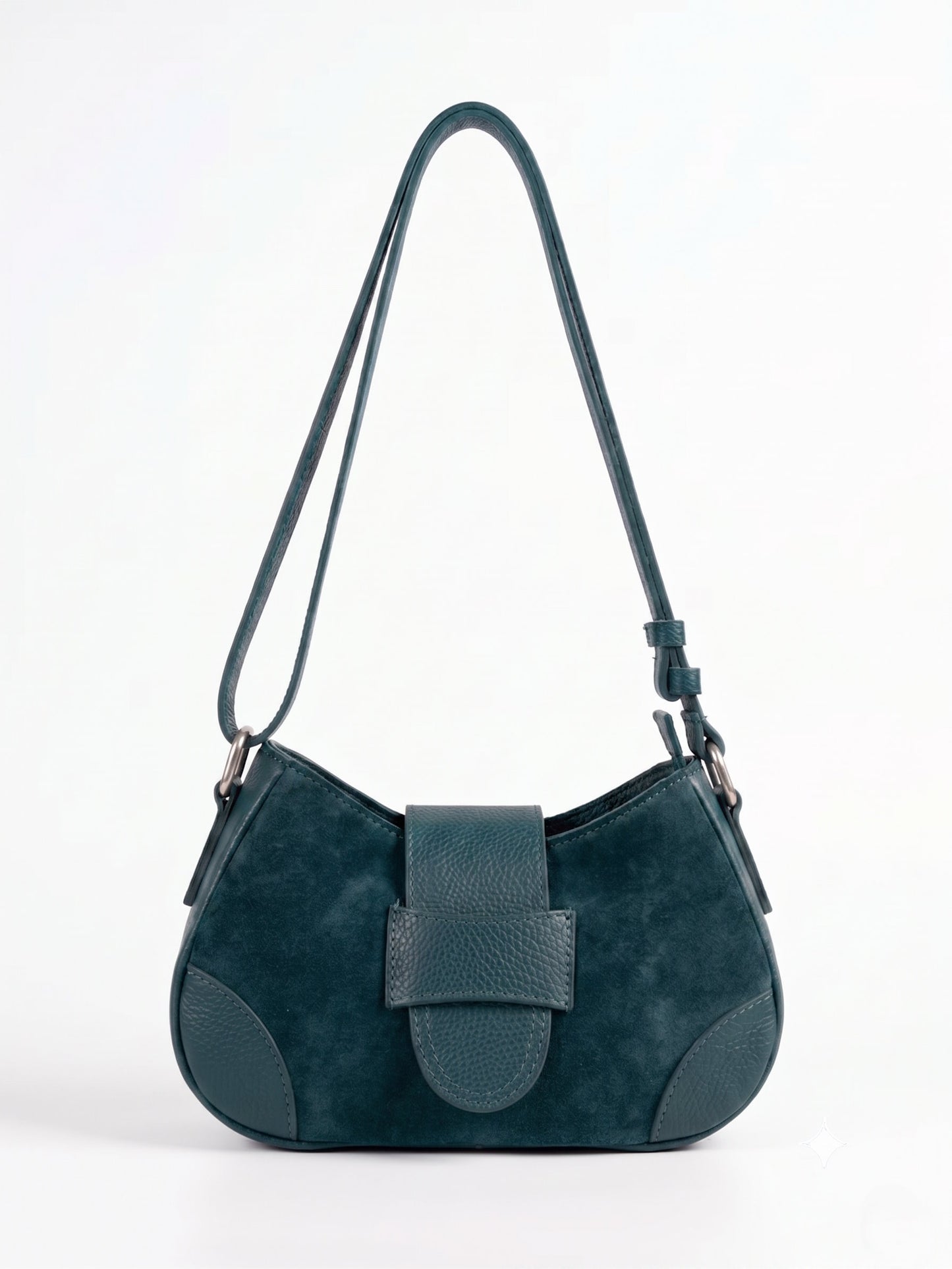 Soft Shoulder Bag in Genuine Suede and Dollaro Leather - Made in Italy - Art. 26119