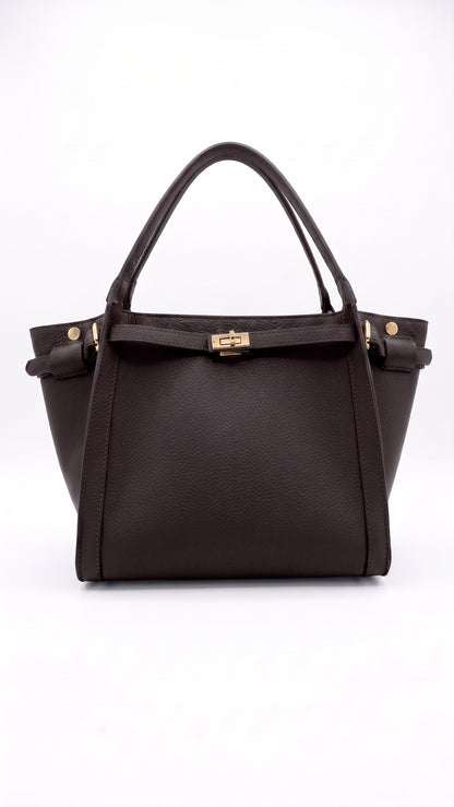 Structured Handbag in Genuine Dollaro Leather - Made in Italy - Art. 26089