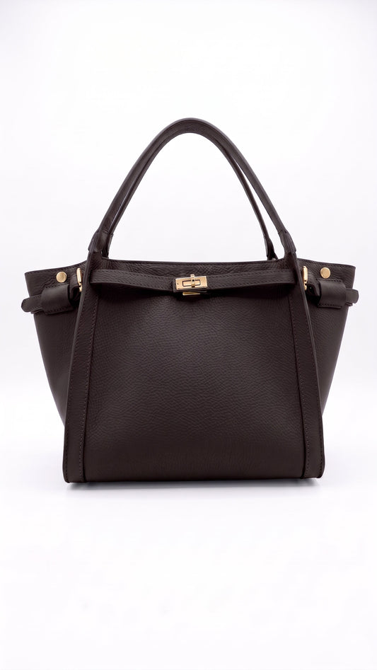 Structured Handbag in Genuine Dollaro Leather - Made in Italy - Art. 26089