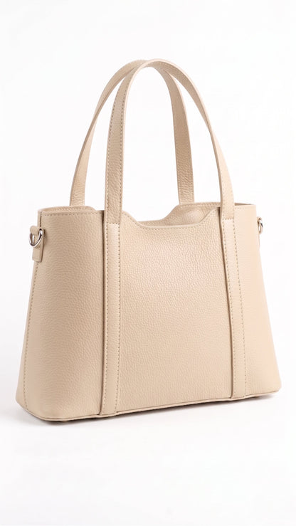 Structured Handbag in Genuine Dollaro and Suede Leather - Made in Italy - Art. 26092