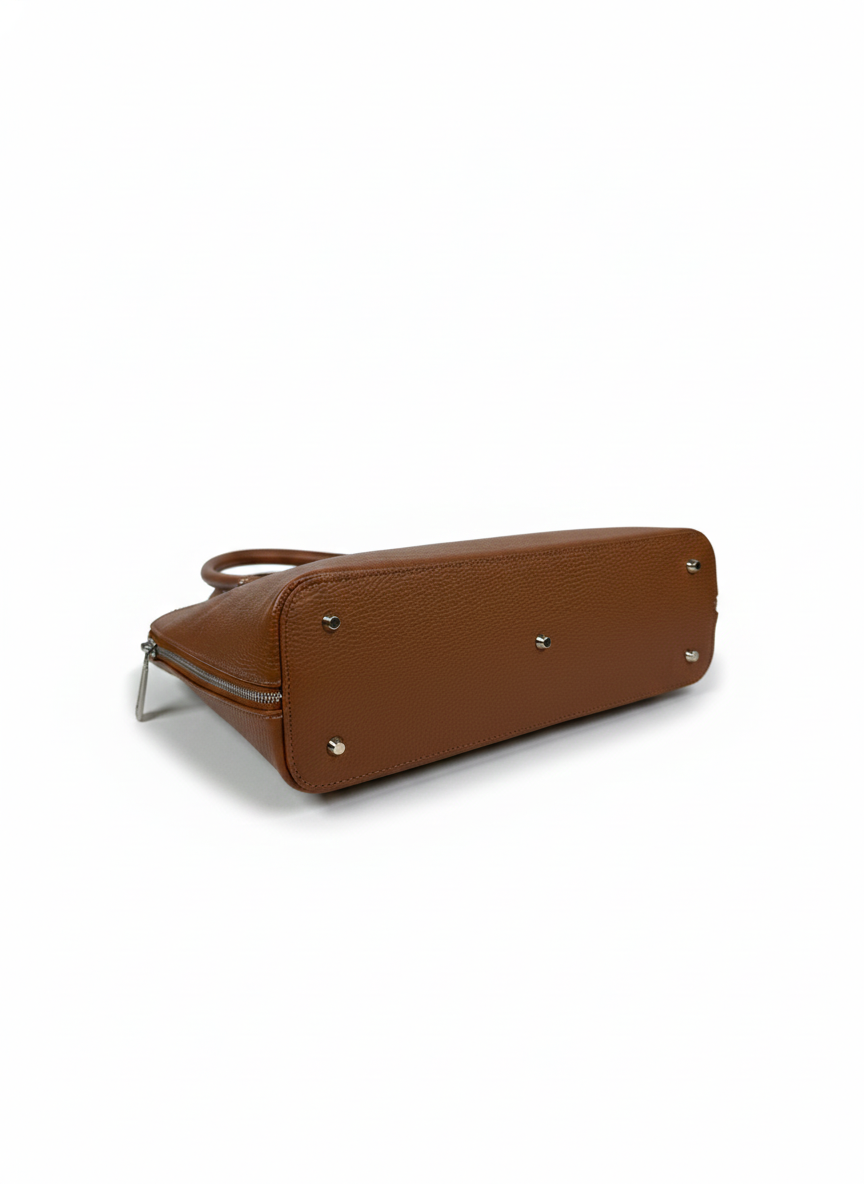 Structured Handbag in Genuine Dollar Leather - Made in Italy - Art. 26000