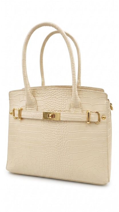 Structured Handbag in Genuine Croco Leather - Made in Italy - Art. 26105