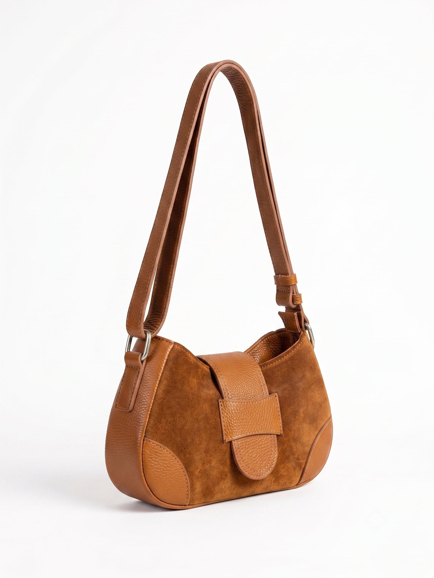 Soft Shoulder Bag in Genuine Suede and Dollaro Leather - Made in Italy - Art. 26119