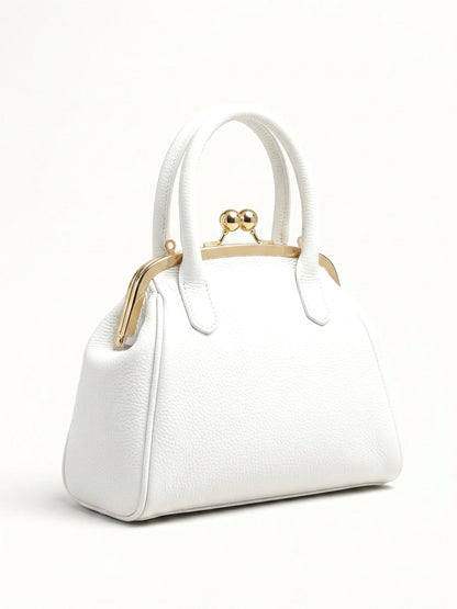 Structured Handbag in Genuine Dollaro Leather - Made in Italy - 26078D