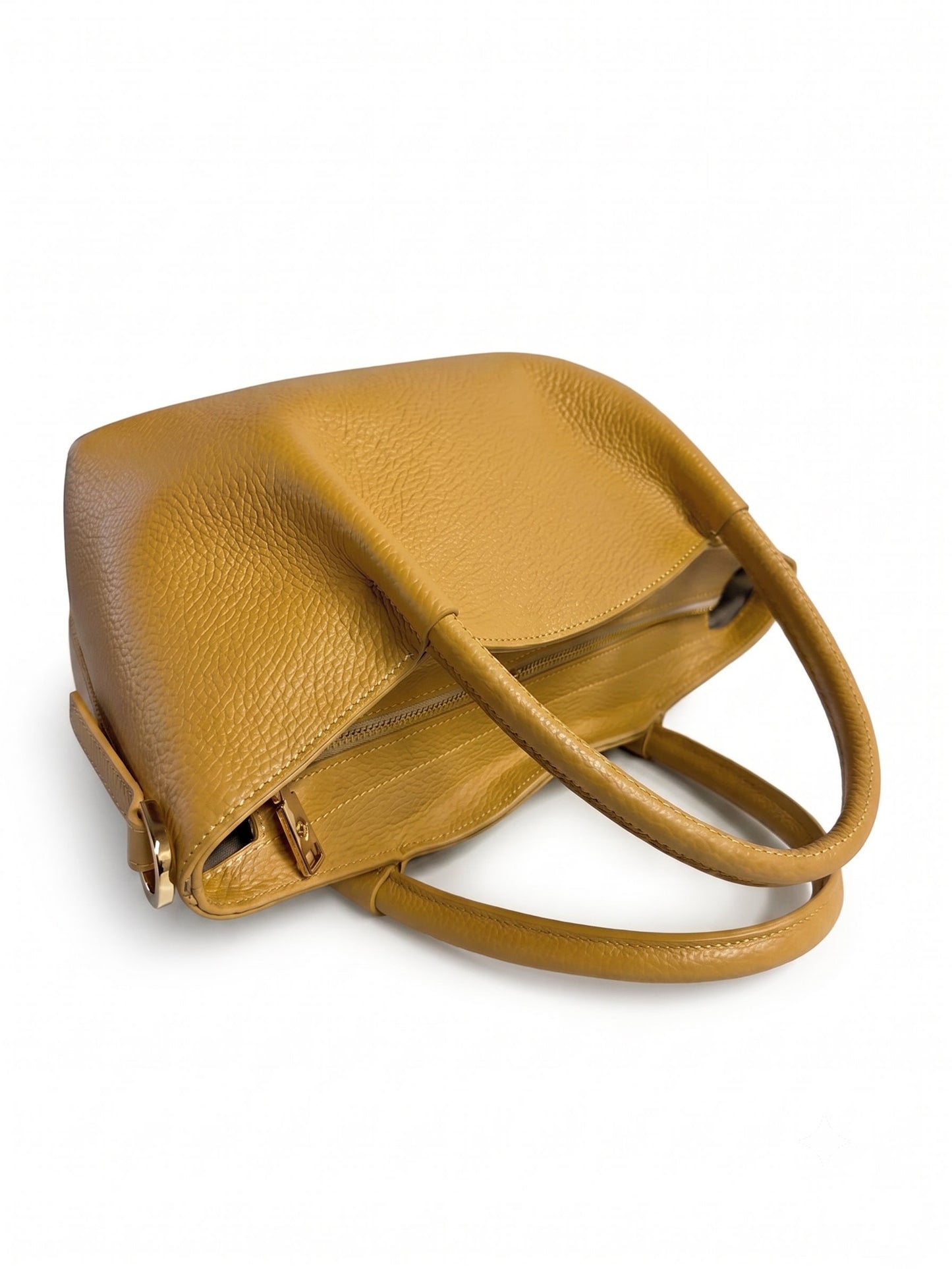 Structured Handbag in Genuine Dollaro Leather - Made in Italy - Art. 26071