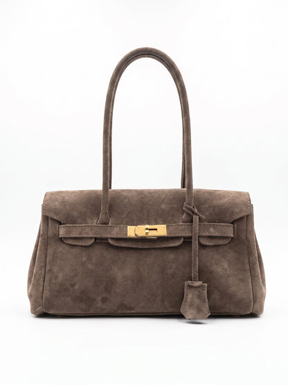 Soft Shoulder Bag in Genuine Suede Leather - Made in Italy - Art. 26108