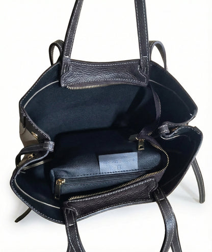 Soft Handbag and Crossbody Bag in Genuine Dollaro Leather - Made in Italy - Art. 26038
