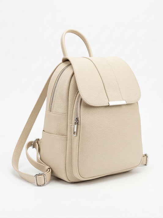 Structured Backpack in Genuine Dollaro Leather - Made in Italy - Art. 26065