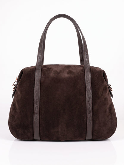 Soft Handbag in Genuine Suede and Dollaro Leather - Made in Italy - Art. 26146