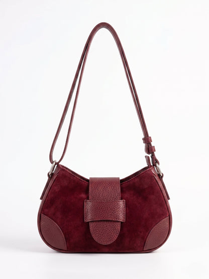 Soft Shoulder Bag in Genuine Suede and Dollaro Leather - Made in Italy - Art. 26119