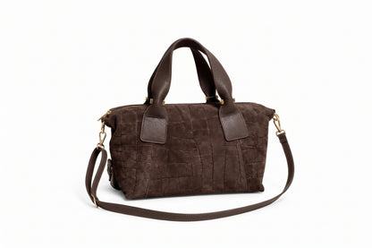 Soft Handbag in Genuine Printed Suede Leather - Made in Italy - Art. 26158