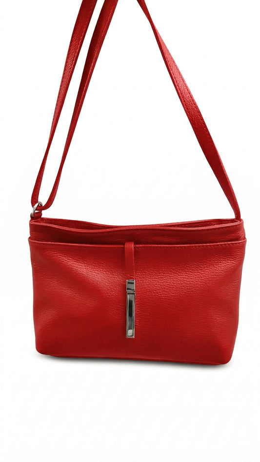 Soft Crossbody Bag in Genuine Dollaro Leather - Made in Italy - Art. 26079