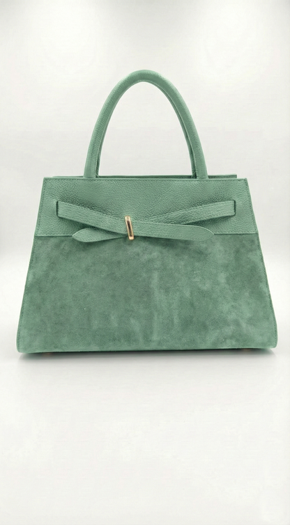 Structured Handbag in Genuine Suede Leather - Made in Italy - Art. 26007