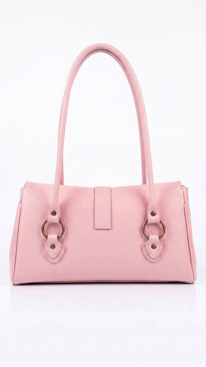 Structured Shoulder Bag in Genuine Dollaro Leather - Made in Italy - Art. 26116