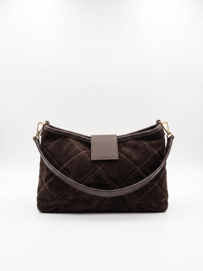 Soft Handbag in Genuine Suede Leather - Made in Italy - Art. 26125