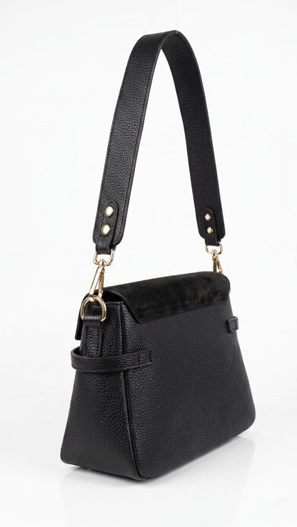Structured Handbag in Genuine Dollaro and Suede Leather - Made in Italy - Art. 26096