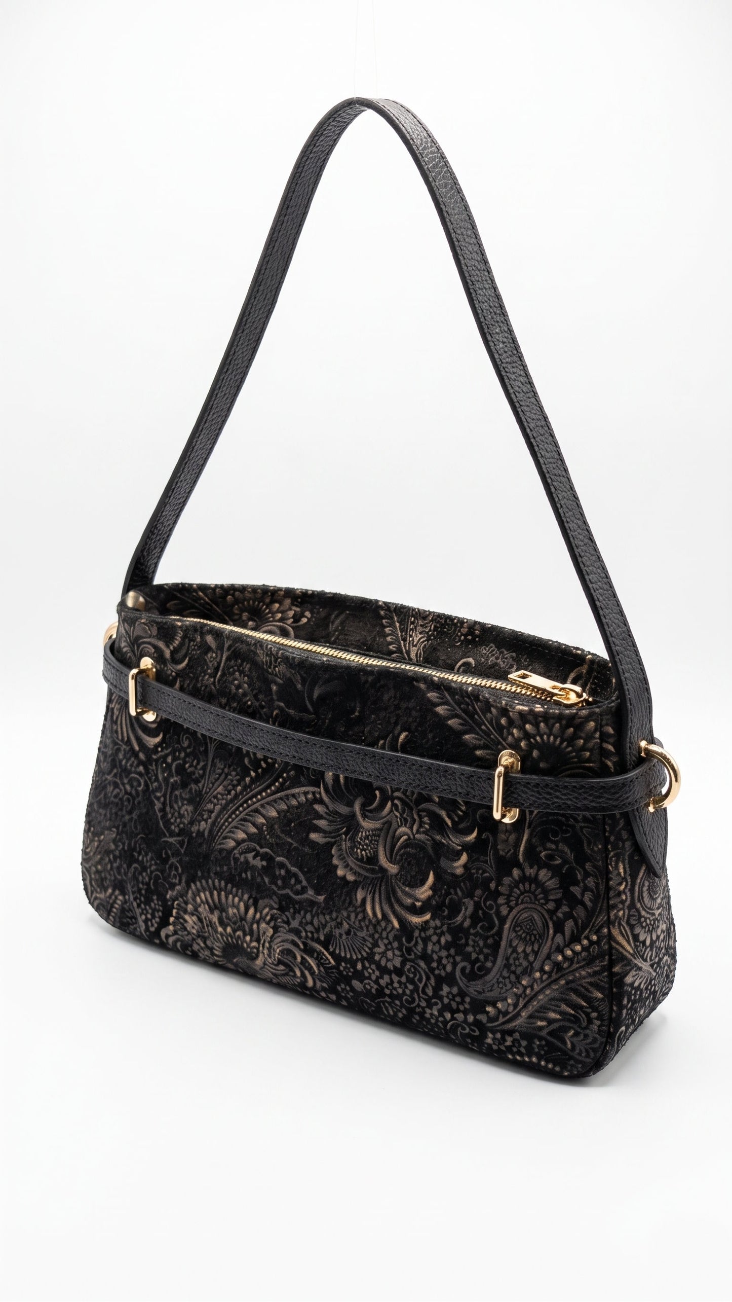 Soft Handbag and Crossbody Bag in Genuine Printed Suede Leather - Made in Italy - Art. 26107