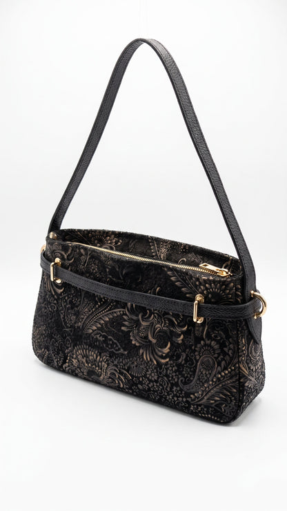 Soft Handbag and Crossbody Bag in Genuine Printed Suede Leather - Made in Italy - Art. 26107