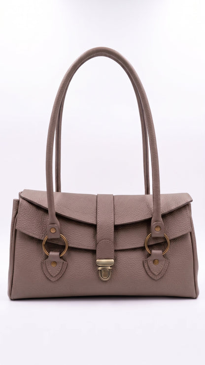 Structured Shoulder Bag in Genuine Dollaro Leather - Made in Italy - Art. 26116
