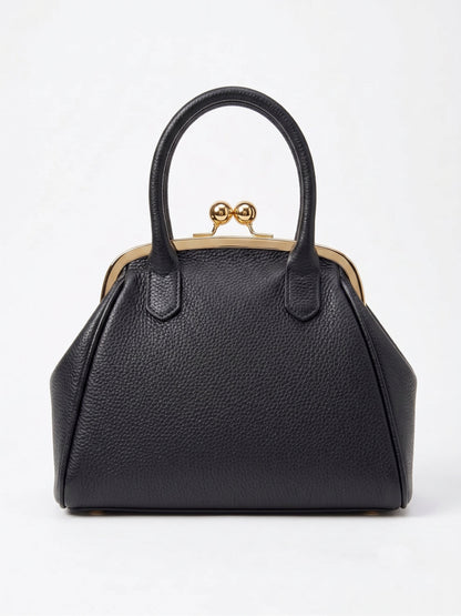 Structured Handbag in Genuine Dollaro Leather - Made in Italy - 26078D