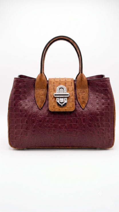Structured Handbag in Genuine Croco Leather - Mader in Italy - Art. 26110