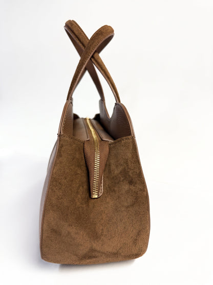 Structured Handbag in Genuine Dollaro and Suede Leather - Made in Italy - Art. 26126