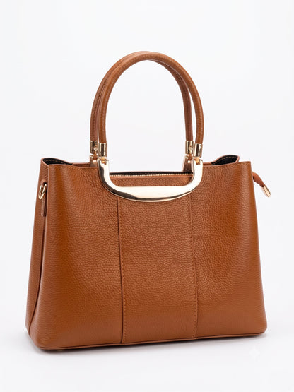 Structured Handbag in Genuine Dollaro Leather - Made in Italy - Art. 26131