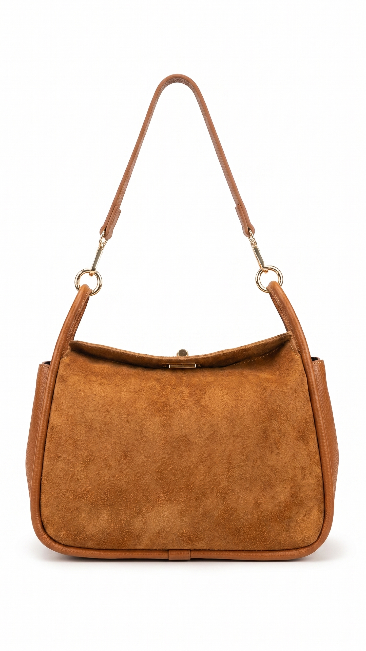 Soft Shoulder Bag in Genuine Suede and Dollaro Leather - Made in Italy - Art. 26118
