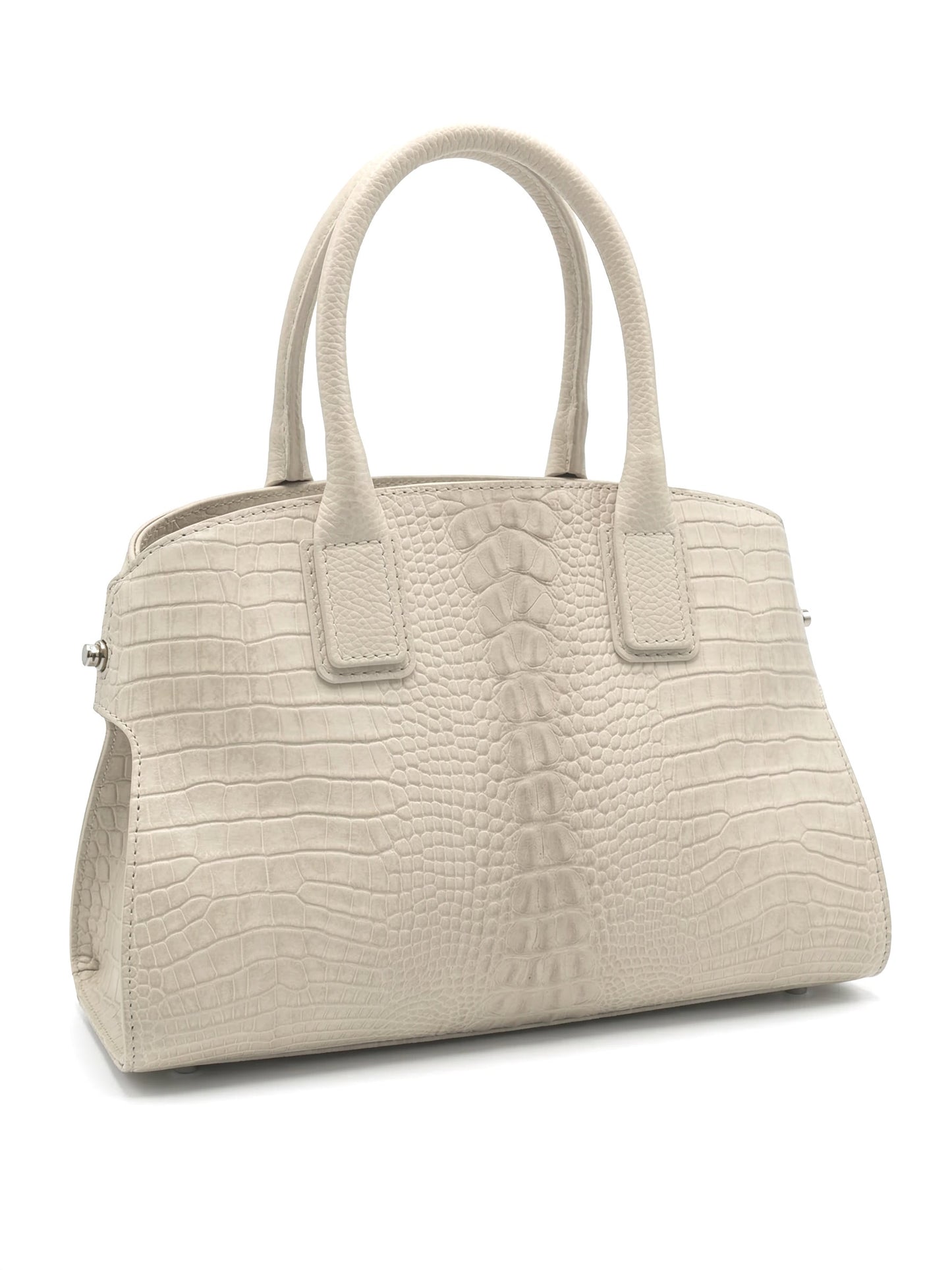 Structured Handbag in Genuine Croco and Dollaro Leather - Made in Italy - Art. 26068