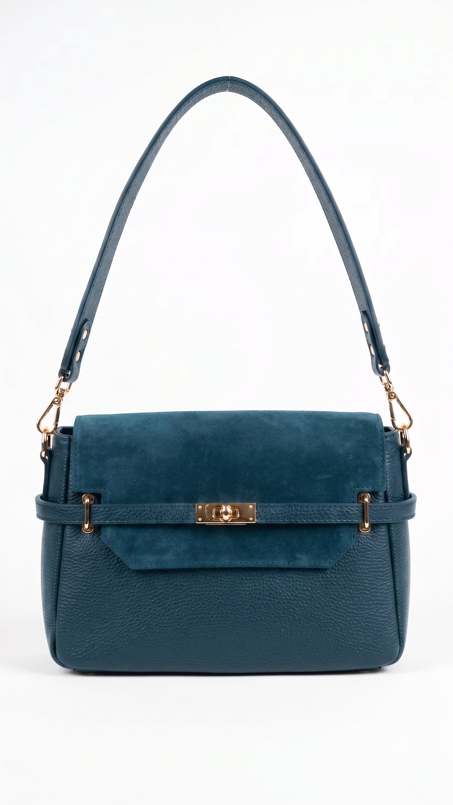 Structured Handbag in Genuine Dollaro and Suede Leather - Made in Italy - Art. 26096