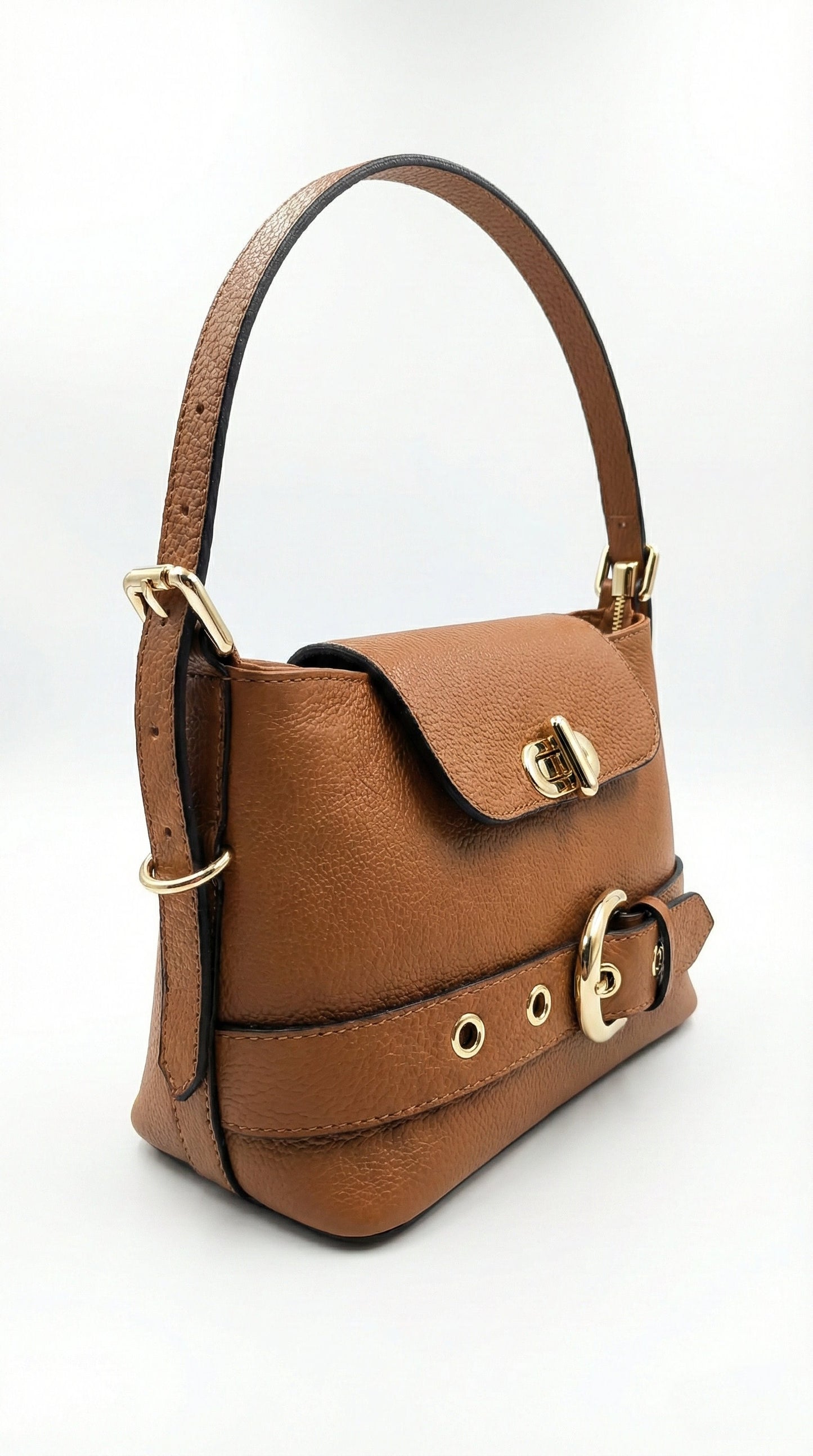 Structured Handbag and Shoulder Bag in Genuine Dollaro Leather - Made in Italy - Art. 26043