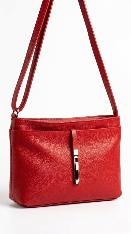 Soft Crossbody Bag in Genuine Dollaro Leather - Made in Italy - Art. 26079