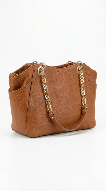 Structured Shoulder Bag in Genuine Dollaro Leather - Made in Italy - Art. 26075