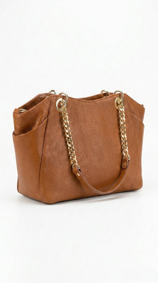 Structured Shoulder Bag in Genuine Dollaro Leather - Made in Italy - Art. 26075