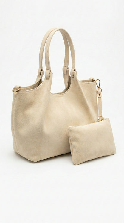 Soft Shoulder Bag in Genuine Suede Leather - Made in Italy - Art. 26059sue