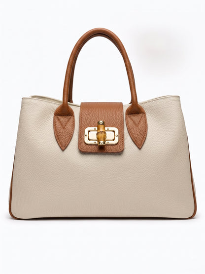Structured Handbag in Genuine Dollaro Leather - Mader in Italy - Art. 26109